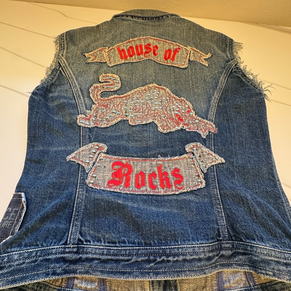 Versace Denim Vest with Patches - Picture 4 of 16
